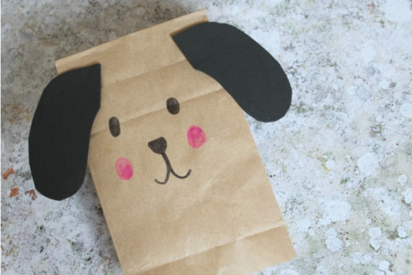 craftsonsea paper bag crafts puppy puppet | Miss Panda Chinese